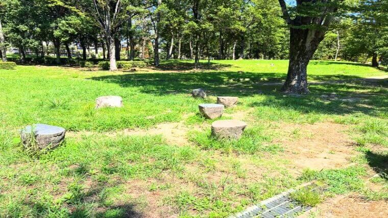 自然と遊べる切り株のイス